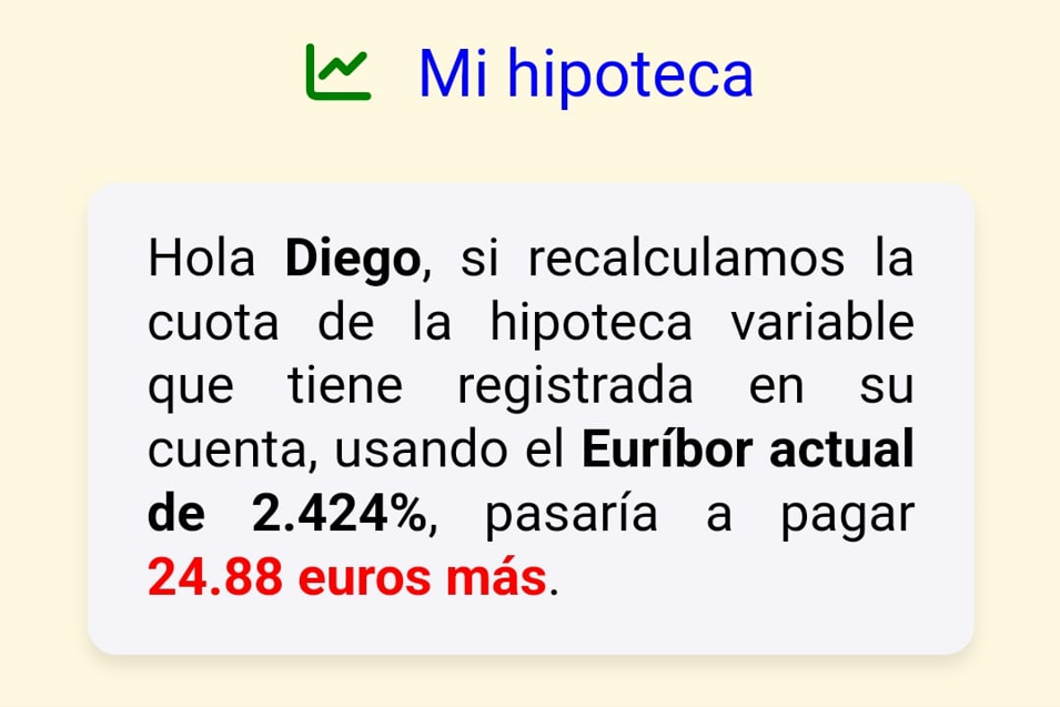 Ejemplo de cálculo automático de hipoteca con el Euríbor actual en nuestra plataforma.